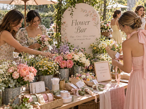 Flower Bar para Baby Shower y Bridal Shower