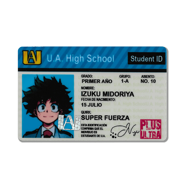 MY HERO ACADEMIA - CREDENCIAL ESCOLAR - IZUKU MIDORIYA 1