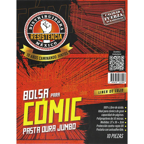 BOLSA PARA CÓMIC - PASTA DURA JUMBO (10 PIEZAS)