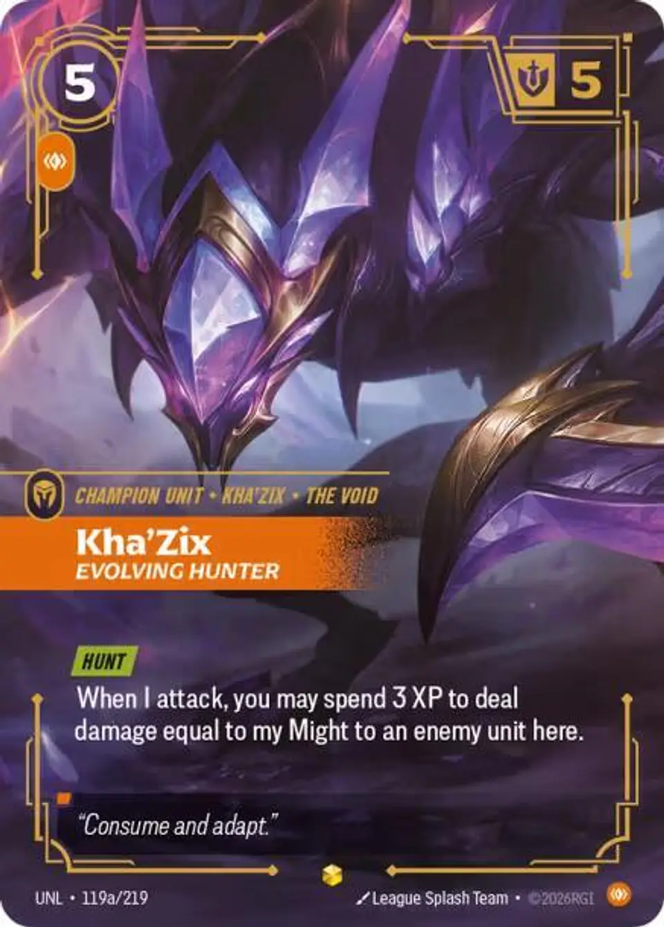 Kha'Zix - Evolving Hunter (Alternate Art) - Unleashed (UNL) - Riftbound - League of Legends 1