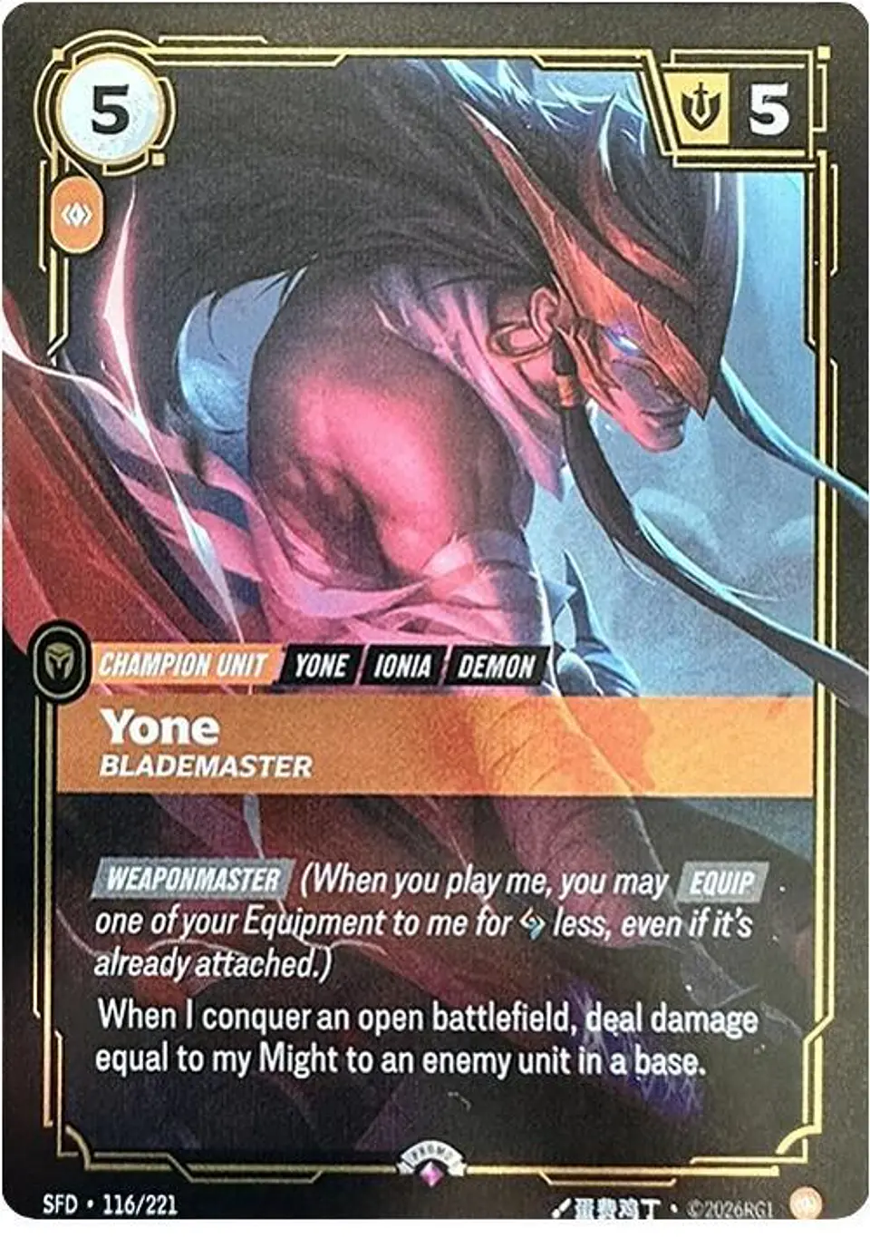 Yone - Blademaster - Riftbound Organized Play Promotional Cards (OPP) - Riftbound - League of Legends 1