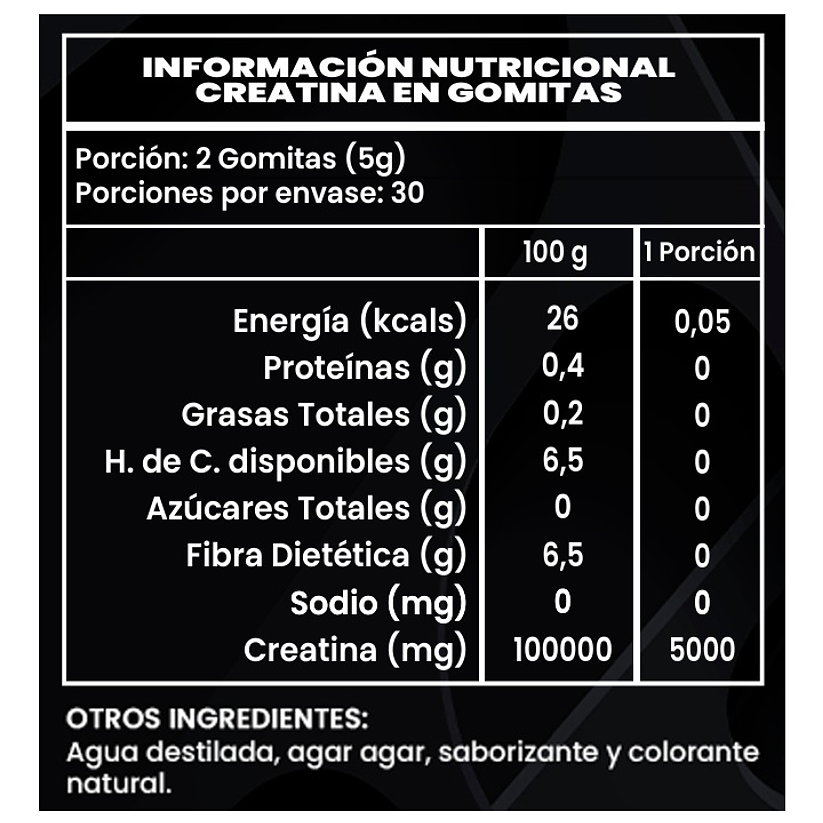 Creatina Monohidratada 60 Gomitas 5g. Fuerza, potencia y resistencia muscular. 2