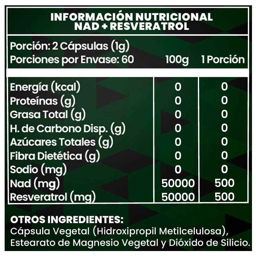 Nad+ Resveratrol 120 Cápsulas Antioxidante y Antienvejecimiento 2