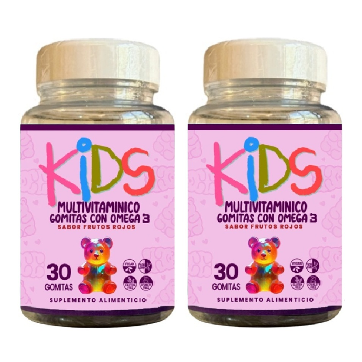 Pack Multivitamínico Kids 30 Gomitas Con Omega 3, Sabor Frutos Rojos 1