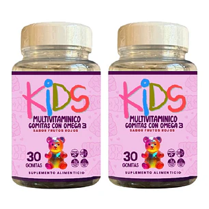 Pack Multivitamínico Kids 60 Gomitas Con Omega 3 