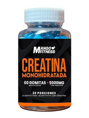 Creatina Monohidratada 60 Gomitas 5g. Fuerza, potencia y resistencia muscular.