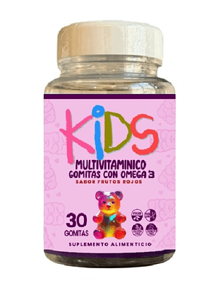 Multivitamínico Kids 30 Gomitas Con Omega 3, Sabor Frutos Rojos