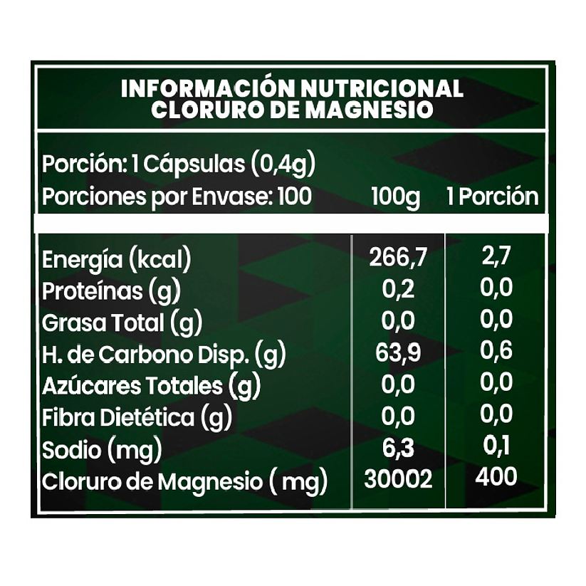 Cloruro de Magnesio 400mg - 100 Cápsulas 2