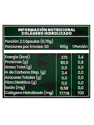 Colágeno Hidrolizado 700mg - 100 Cápsulas 