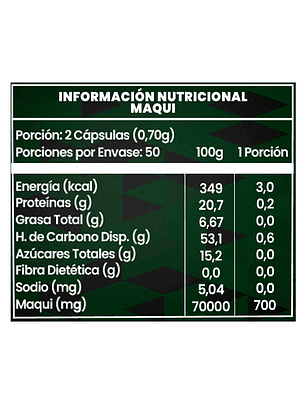 Maqui Deshidratado 700mg - 100 Cápsulas