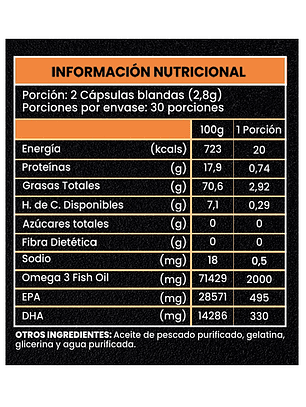 Omega 3 Fish Oil (495 DHA y 330 EPA) 60 Cápsulas