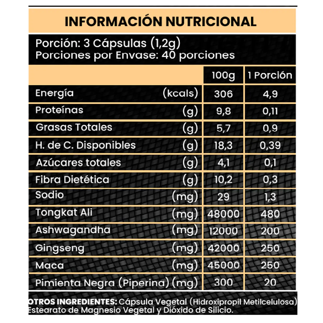 Tongkat Ali 120 cápsulas Energizante Natural 2