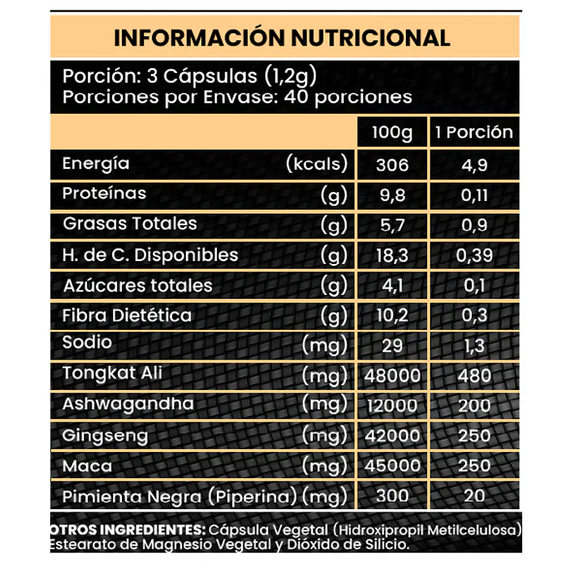 Tongkat Ali 120 cápsulas Energizante Natural 2