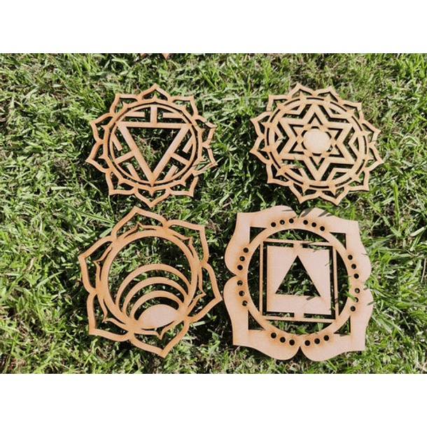 Pack Mándalas 7 Chakras Madera Mdf, 15 Centímetros Deco 3