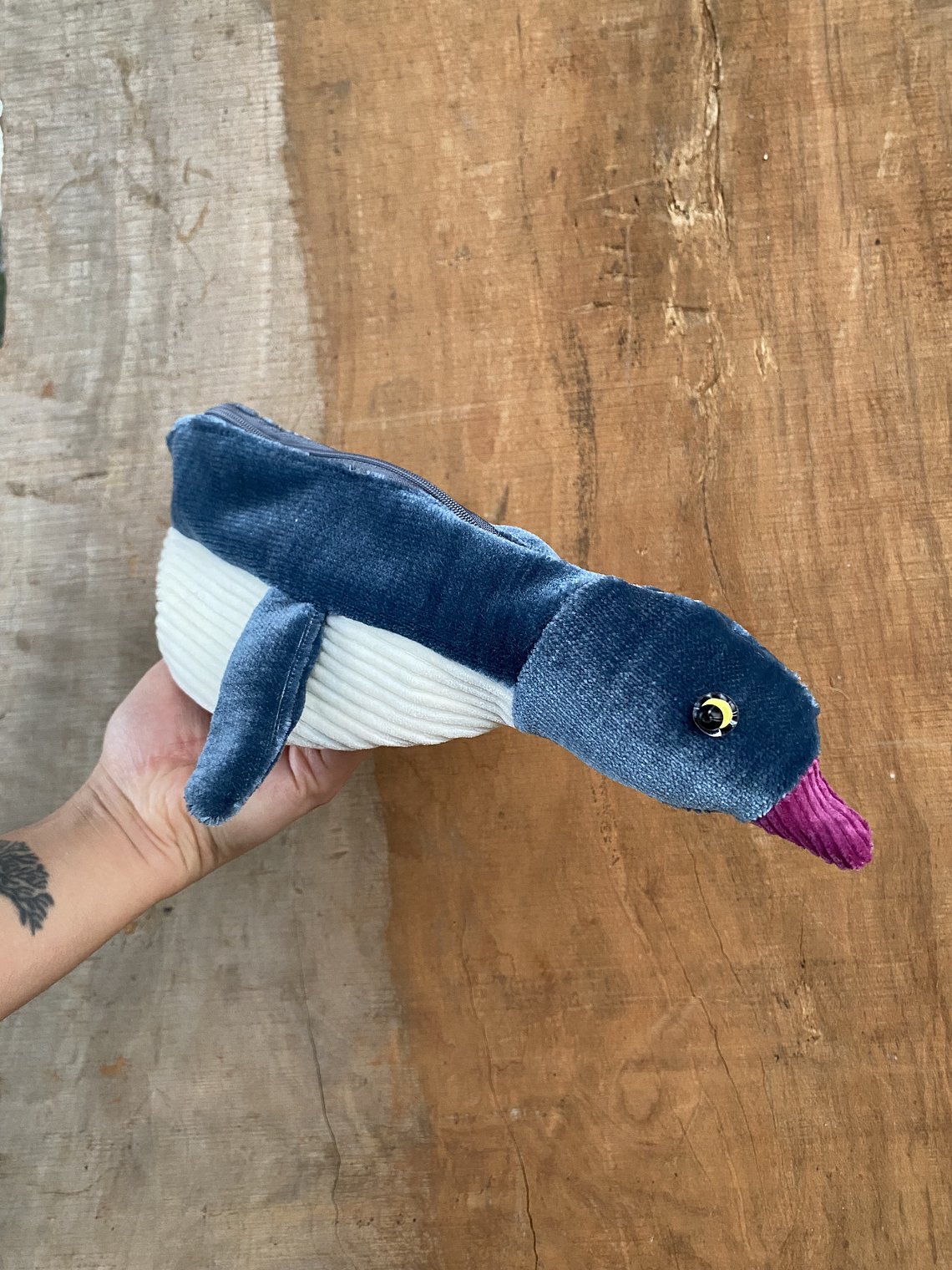 Estuche pingüino - azul piedra 1