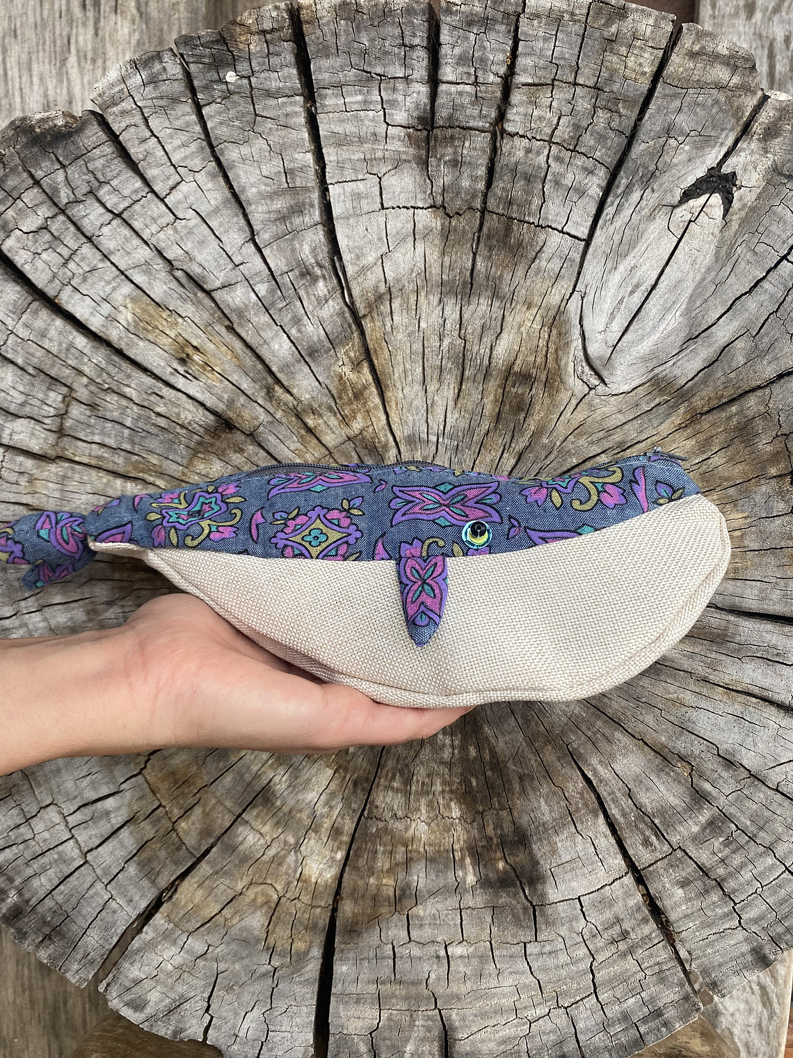 Estuche ballena azul “s” jeans estampada 2