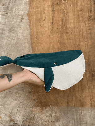 Estuche ballena azul “L”- Cotele verte petroleo