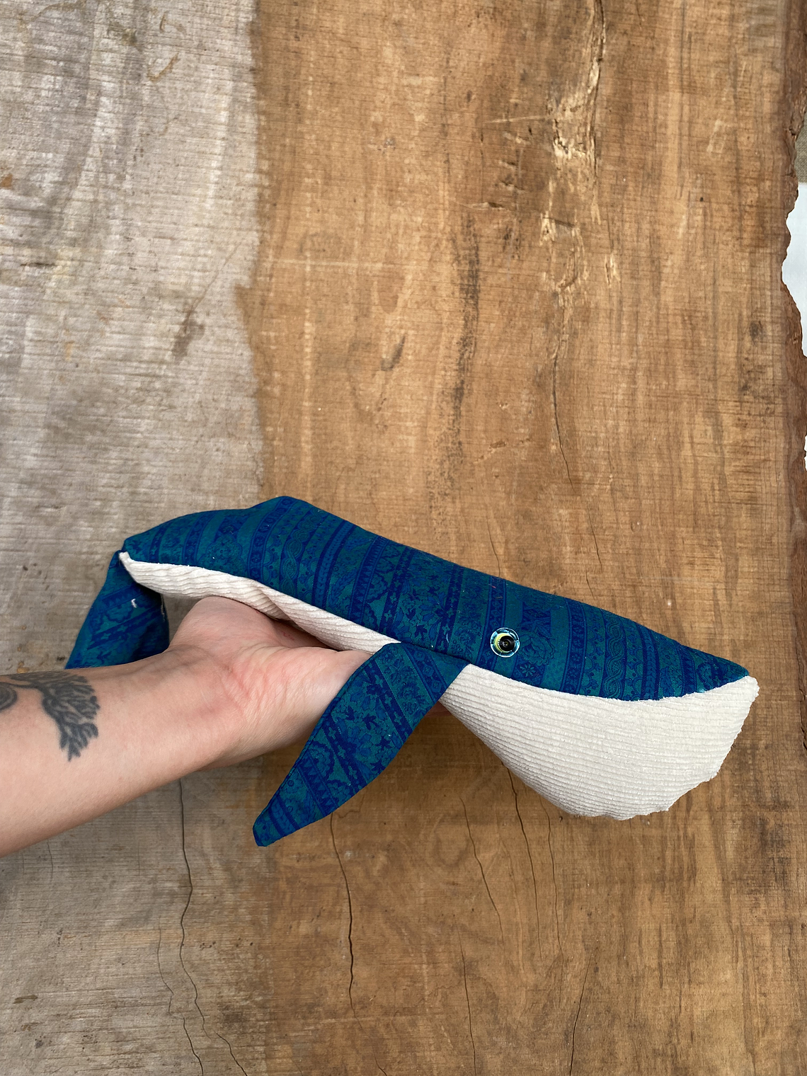 Guatero de semilla Ballena azul - Estampado verde petroleo 2