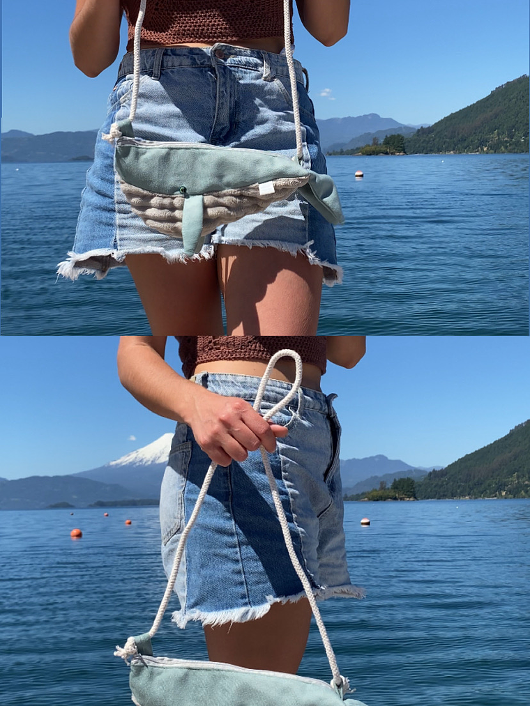 Cartera ballena - verde agua  3