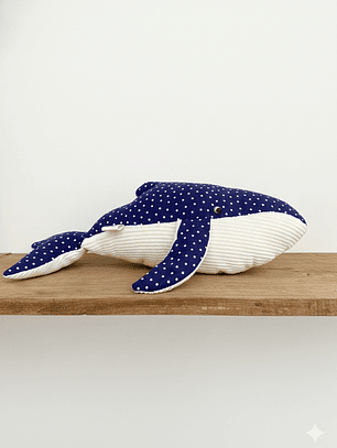 Peluche Ballena azul “M” - Azul puntos blancos 