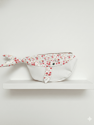 Estuche ballena azul “L” - Flores pequeñas 