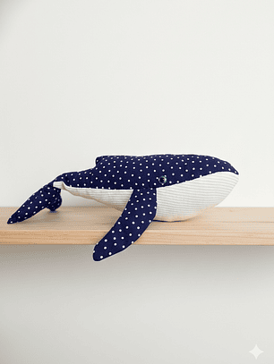 Peluche Ballena azul “S” - Azul puntos blancos 