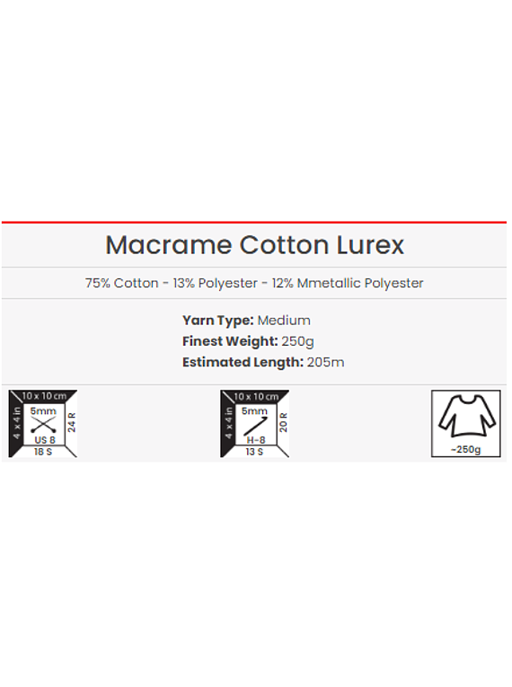 Macrame Cotton Lurex YarnArt de 250 grs 