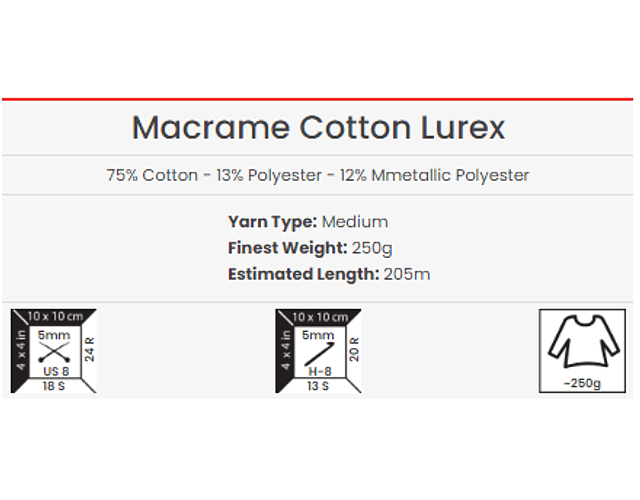 Macrame Cotton Lurex N° 738 250 grs 