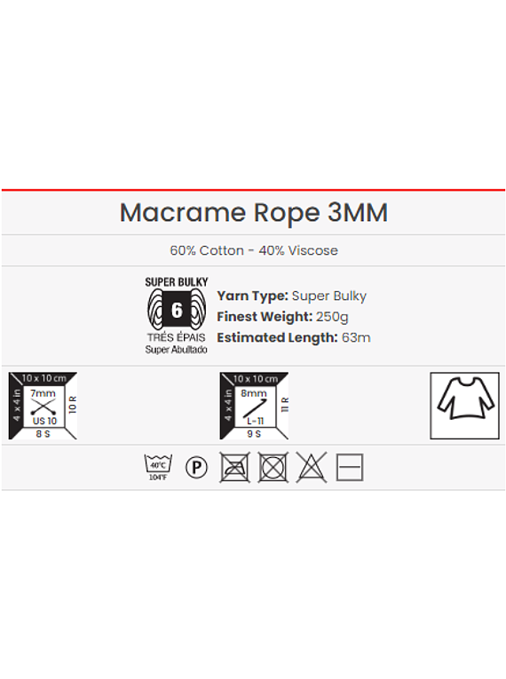 Macrame Rope 3 mm 250 grs.