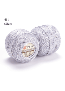 Camellia 25 grs. Glittery Lace YarnArt - 411 Silver