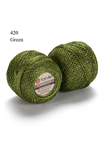 Camellia 25 grs. Glittery Lace YarnArt - 420 Green