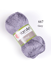 Style Yarn Art, Shinny Algodón y Viscosa 50 grs.  - 667 Grey