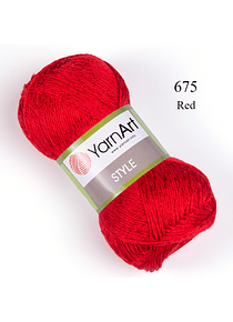 Style Yarn Art, Shinny Algodón y Viscosa 50 grs.  - 675 Red