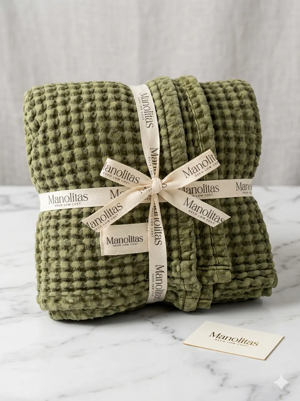 Manta Waffle Oliva 2