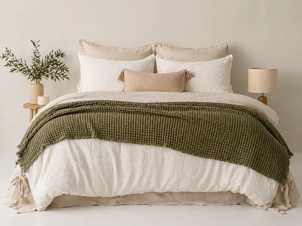 Manta Waffle Oliva 1