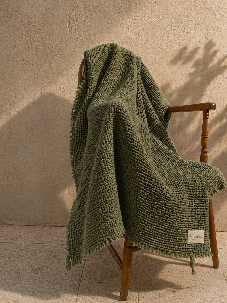 Manta Waffle Oliva 3