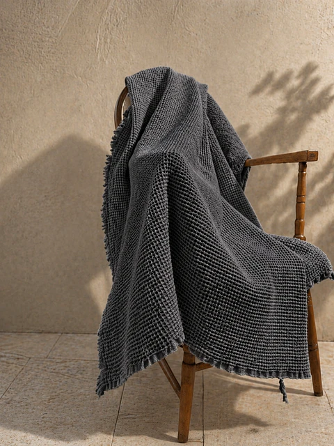 Manta Waffle Gris oscuro