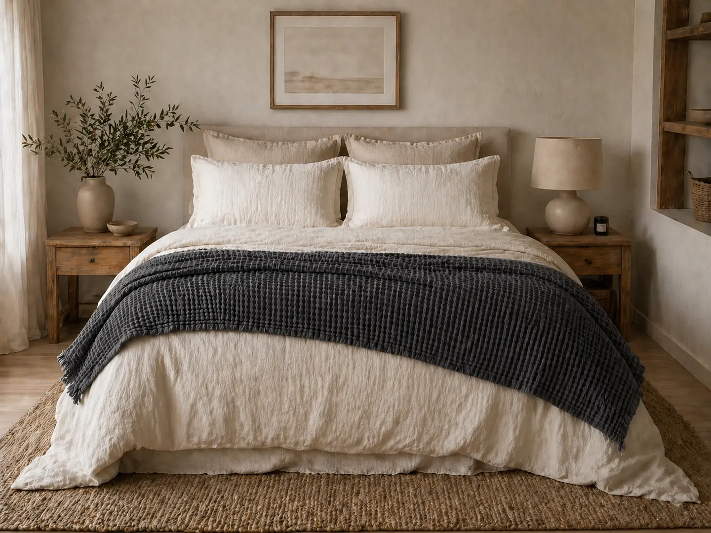 Manta Waffle Gris oscuro 4