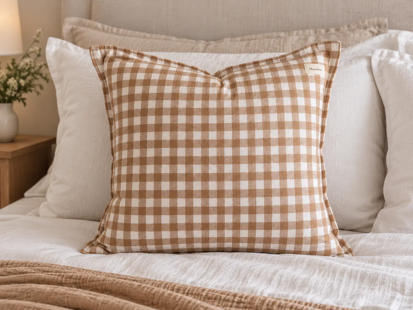 FUNDA DE COJIN 50X50 Checker Taupe  2