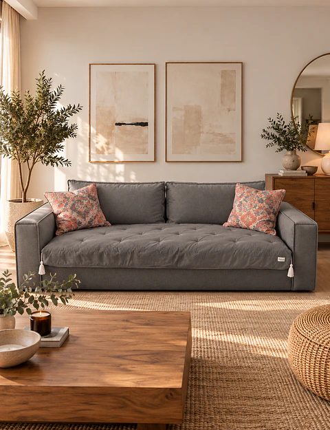 PILLOW SOFA O PIECERA GRIS OSCURO