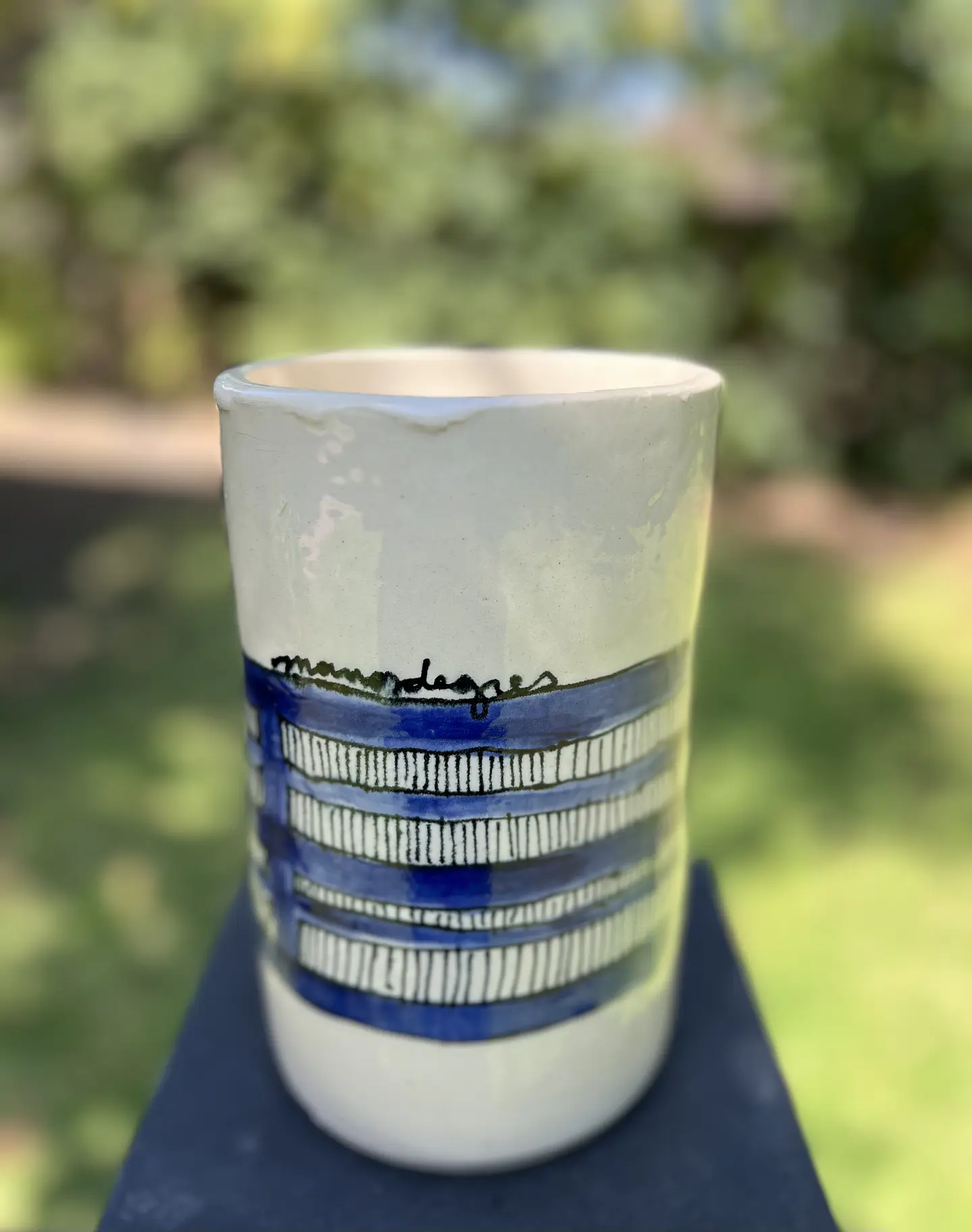 Florero Franja Azul 2