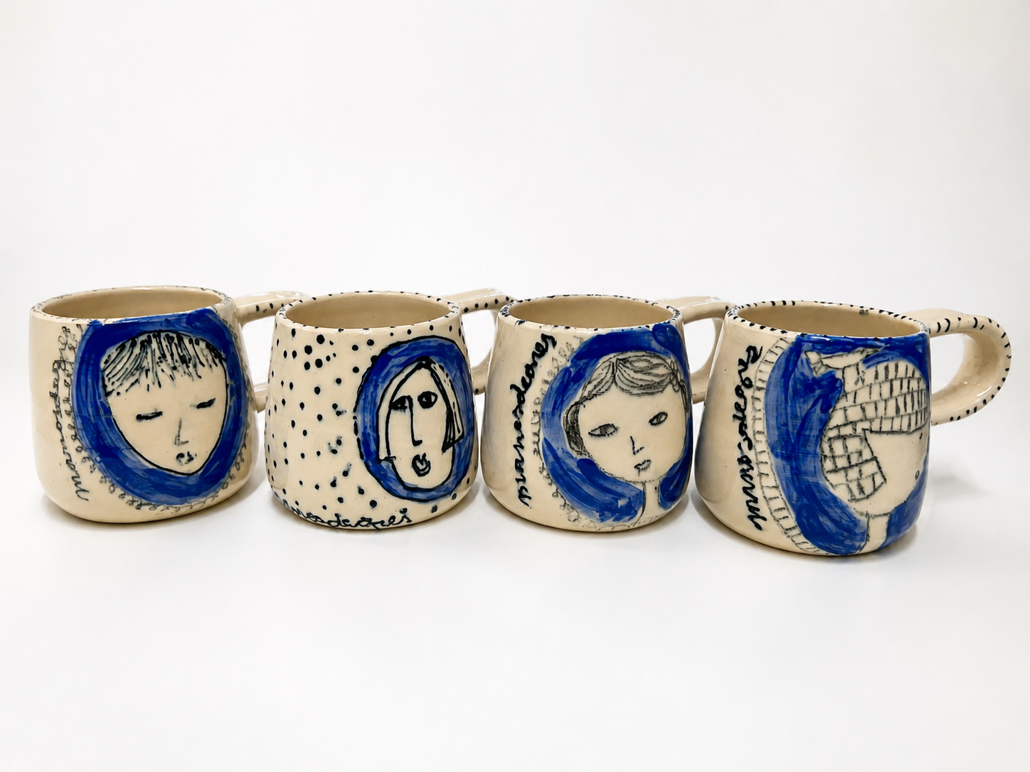 Set 4 Tazas Espresso Caritas Azul 2