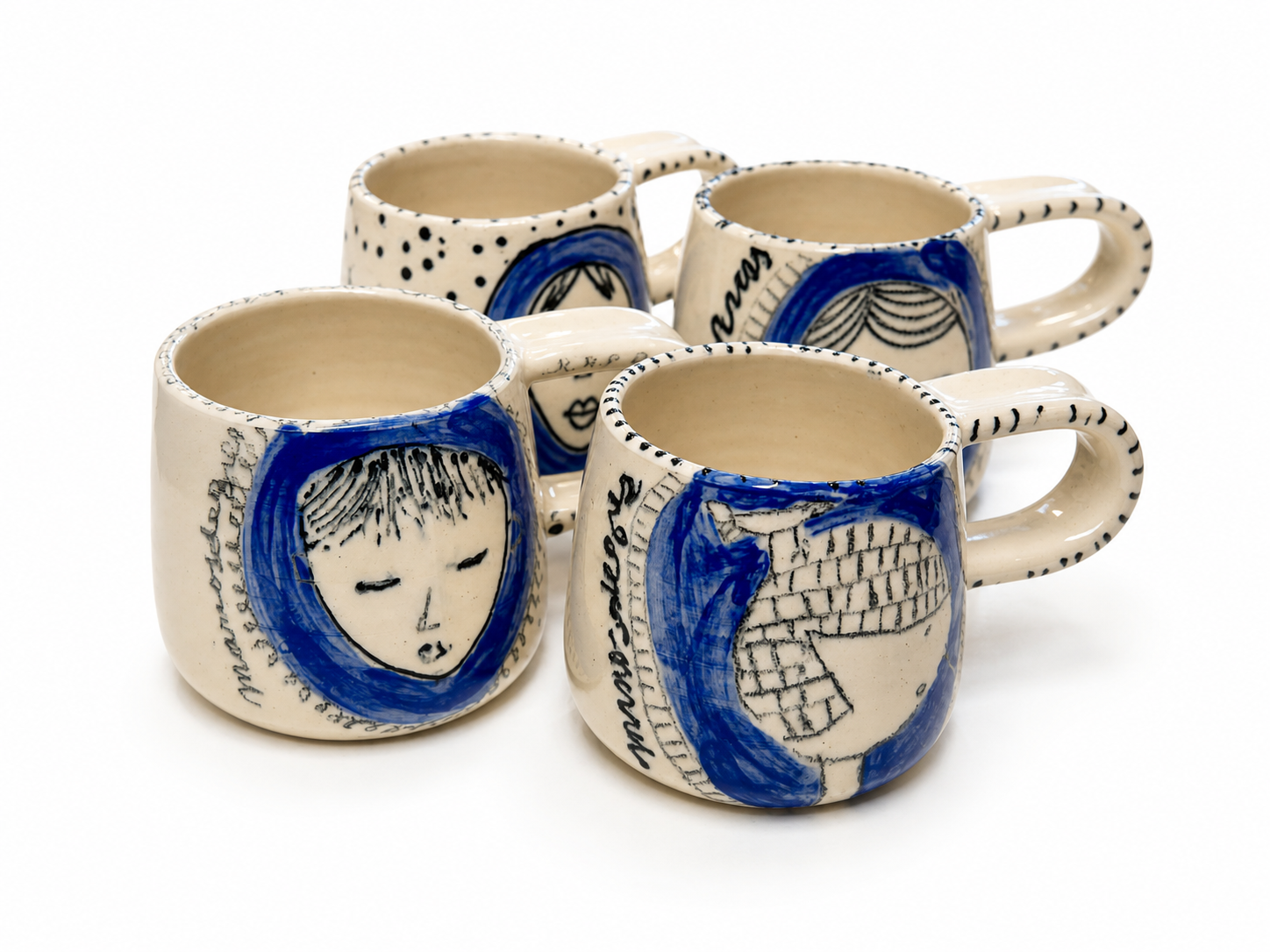 Set 4 Tazas Espresso Caritas Azul 1