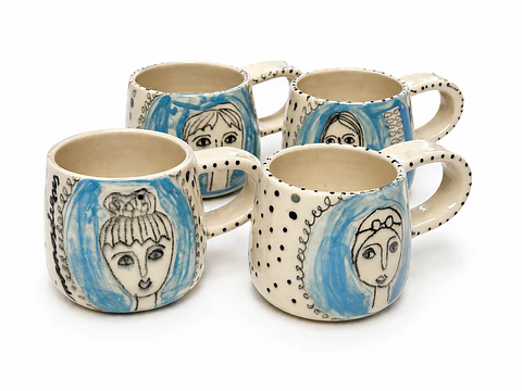 Set 4 Tazas Espresso Caritas Celeste