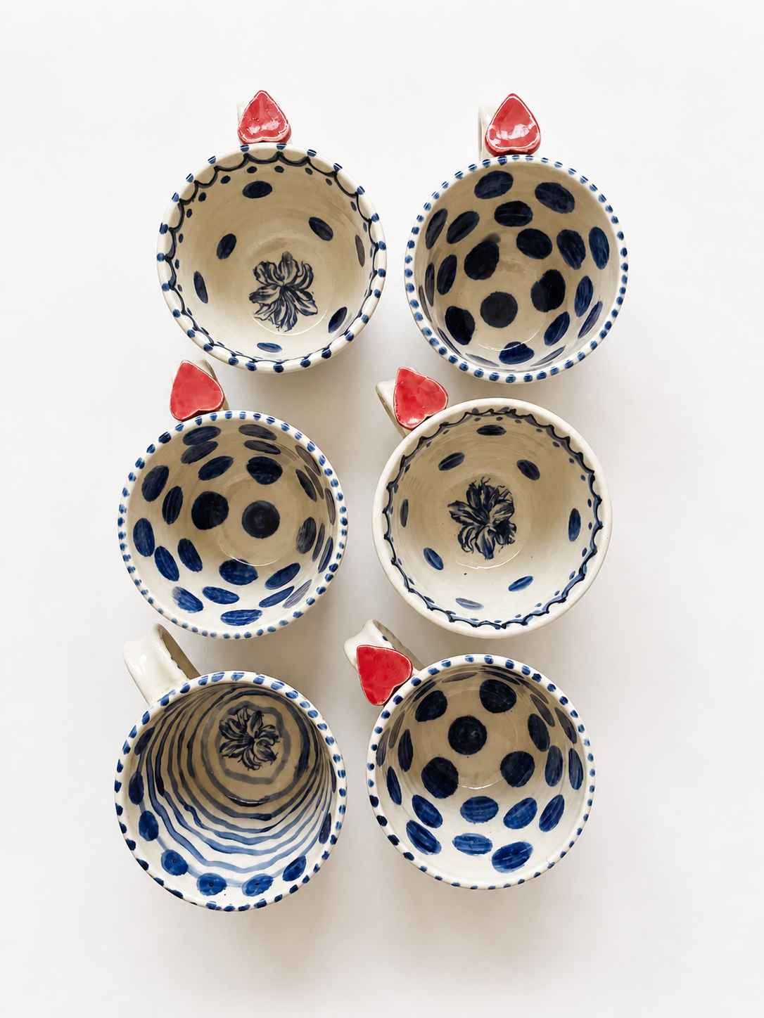 Set 6 Tazones Polka Dots Azul 2
