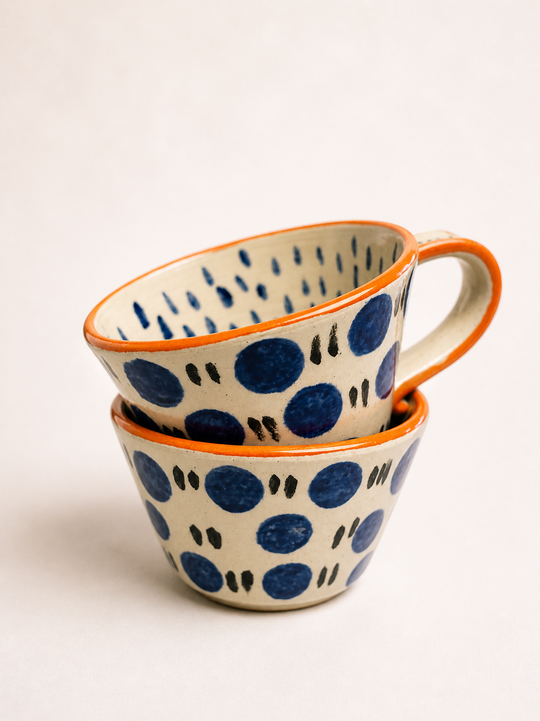 Tazones Polka Dots Borde Naranja 2
