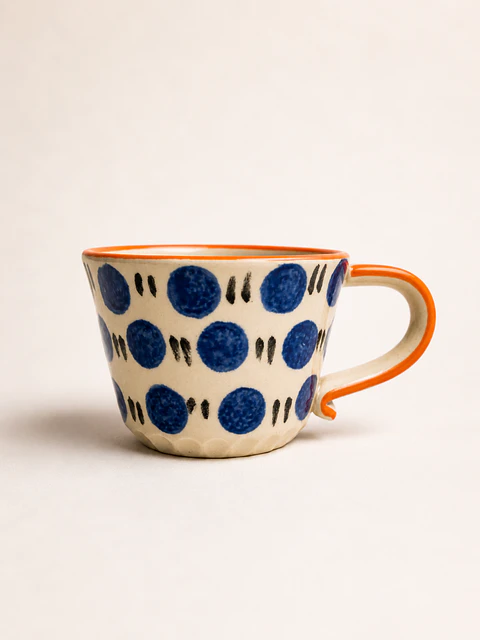 Tazones Polka Dots Borde Naranja