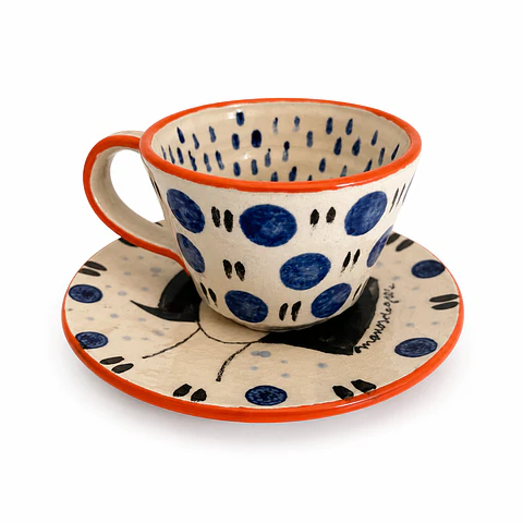Juego de Tazas y Platos Polka Dots (a pedido)