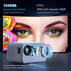 Projector KYASTER 450 ANSI/4K - Alta Definição e Brilho Excepcional