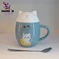 TAZON CON TAPA Y CUCHARA CABEZA DE GATITO - Miniatura 5